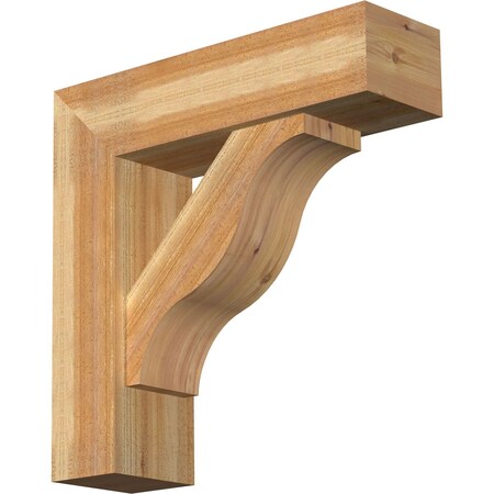 Ekena Millwork Funston Block Rough Sawn Bracket w/ Offset Brace, Western Red Cedar, 8"W x 28"D x 28"H BKT0806X28X28FST05RWR